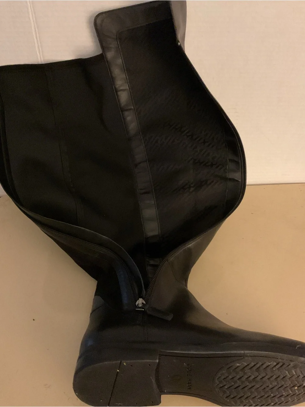 Cole Haan women black leather suede tall Over-the-Knee boots US 8.5